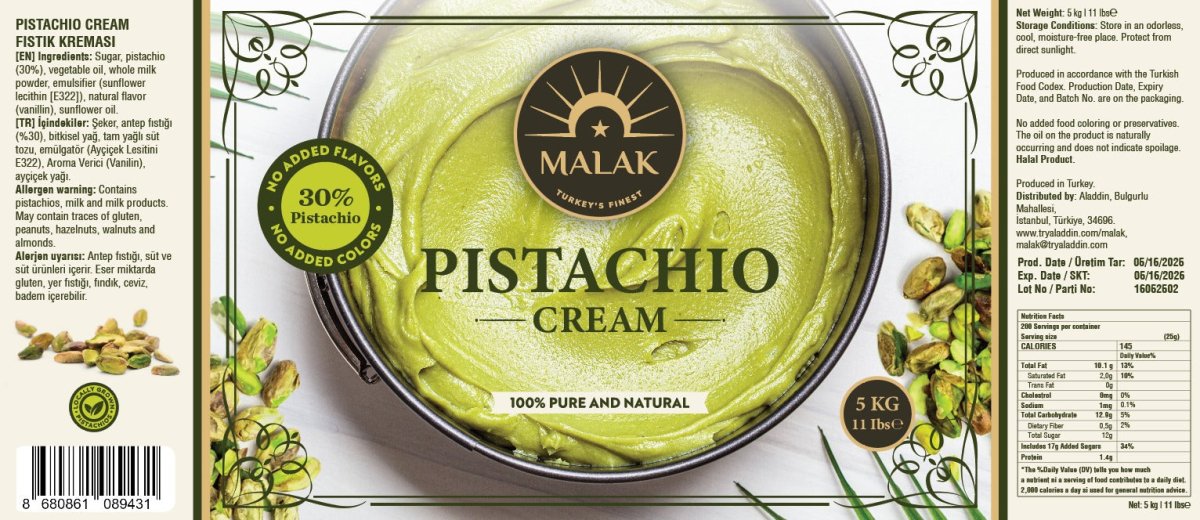 Malak Pistachio Cream with 30% Pistachio - TryAladdin