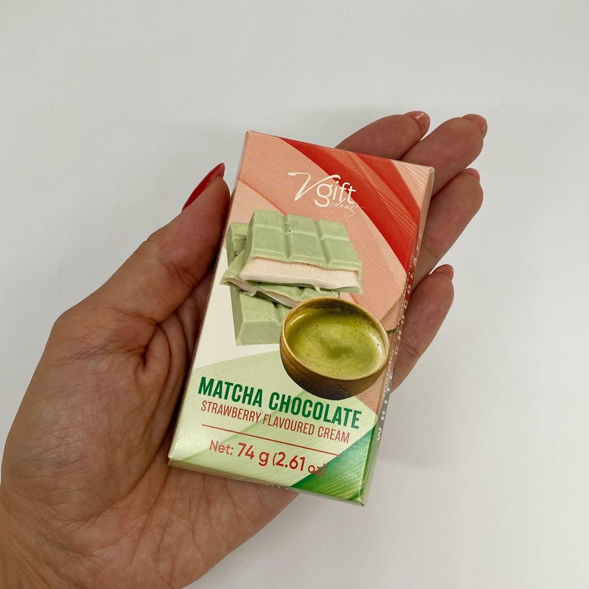V - Gift Matcha Chocolate with Strawberry Flavoured Cream Filling - TryAladdin
