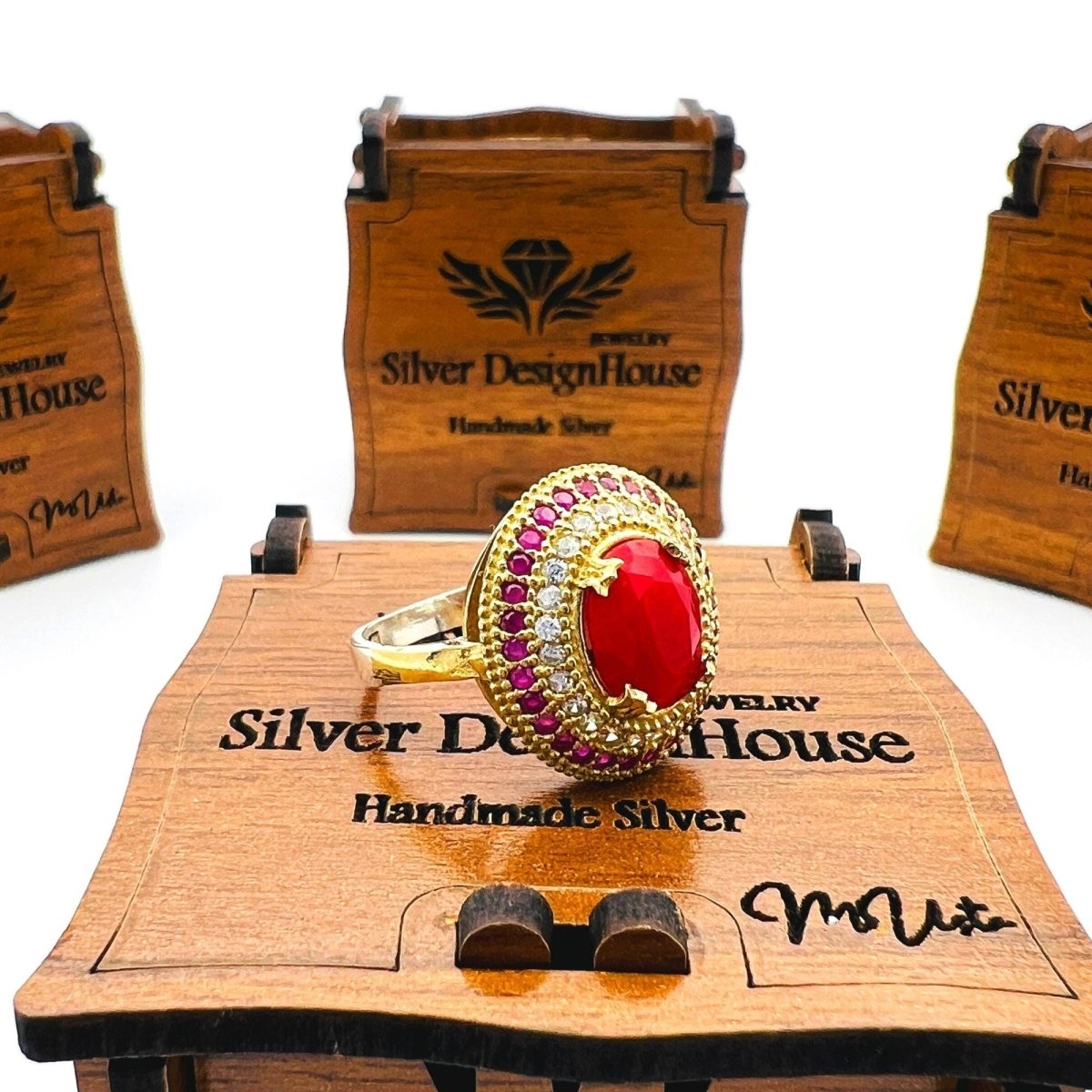 Women's Red Tourmaline Oval Stone Ring - TryAladdin