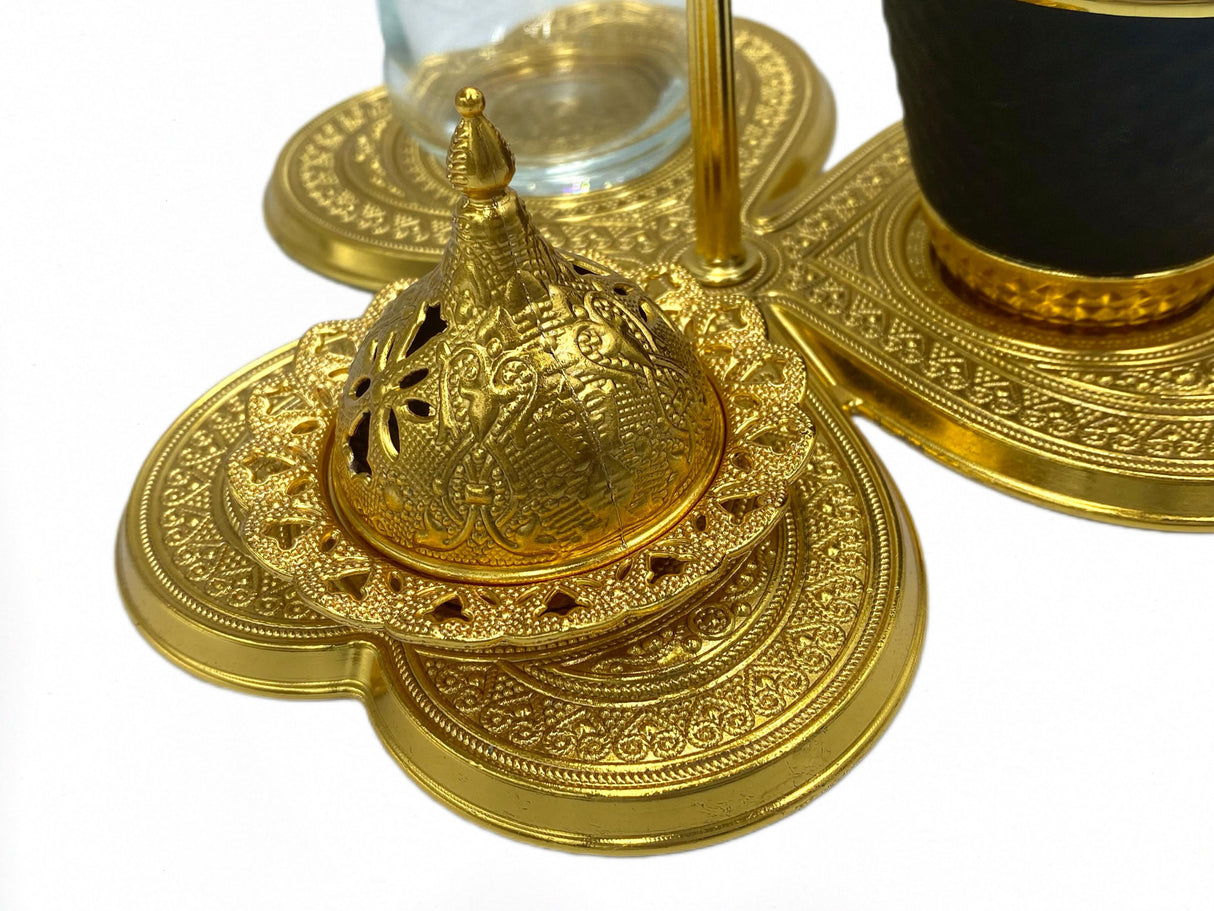 Lavina | Turkish Coffee Cup Set 3 Pieces Gold Color with Handle - TryAladdin