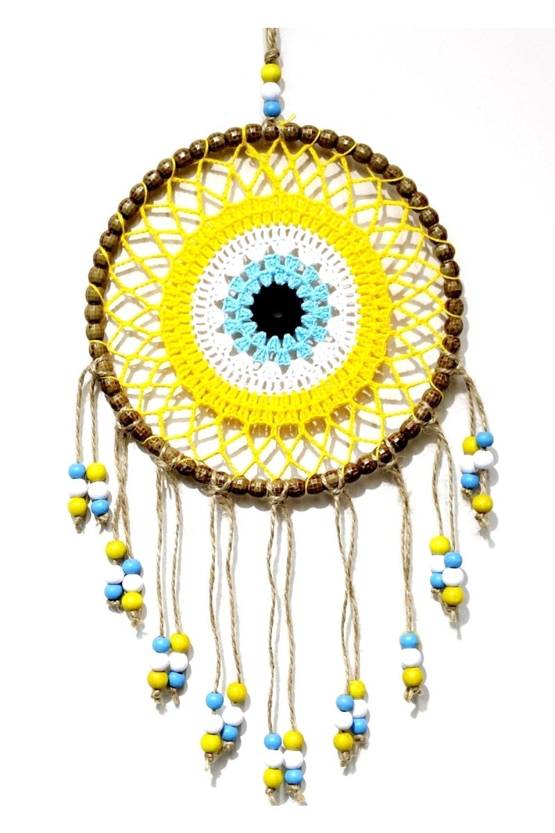 Handmade Wall Ornament With Yellow Motif Colored Beads - TryAladdin