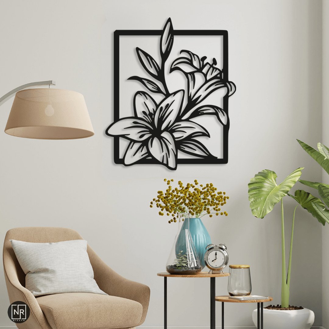 NR Dizayn | Floral Motif Decorative Metal Wall Art - TryAladdin