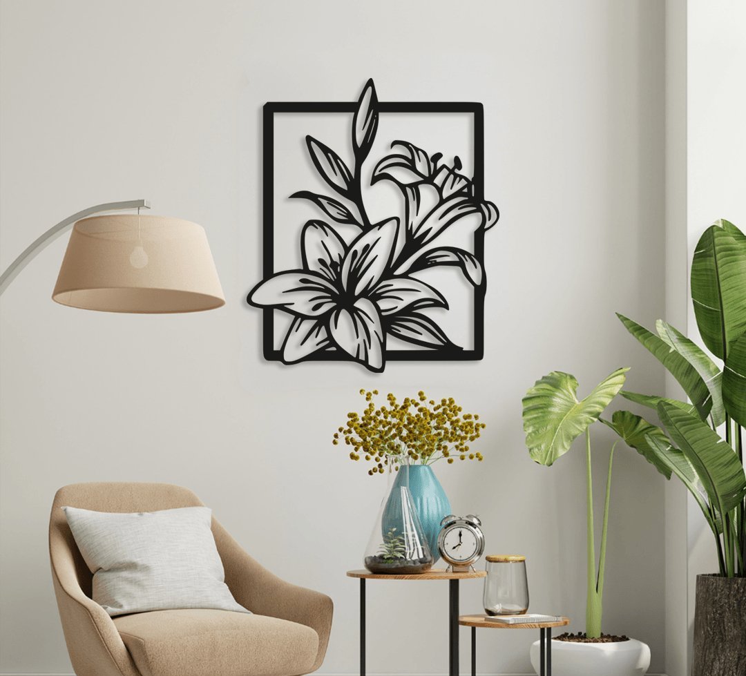 NR Dizayn | Floral Motif Decorative Metal Wall Art - TryAladdin