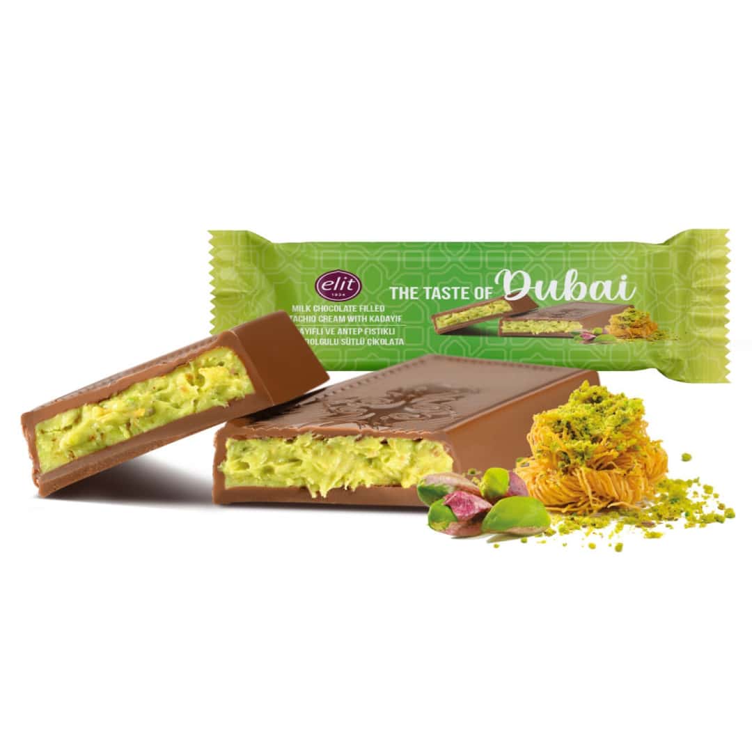 Elit Dubai Milk Chocolate with Pistachio Cream and Crispy Kataifi - 30g - TryAladdin