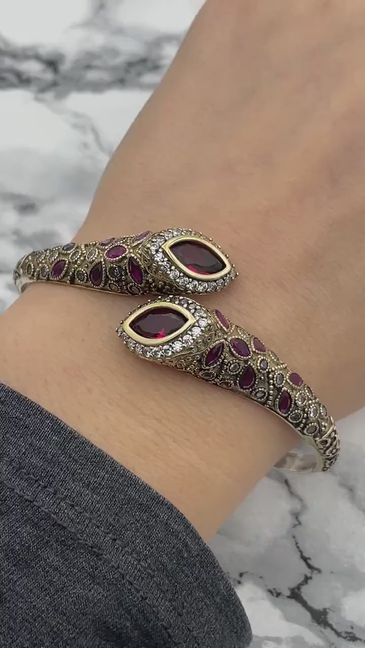 Istanbul smykker | Håndlavet rubinsten ottoman sølv armbånd