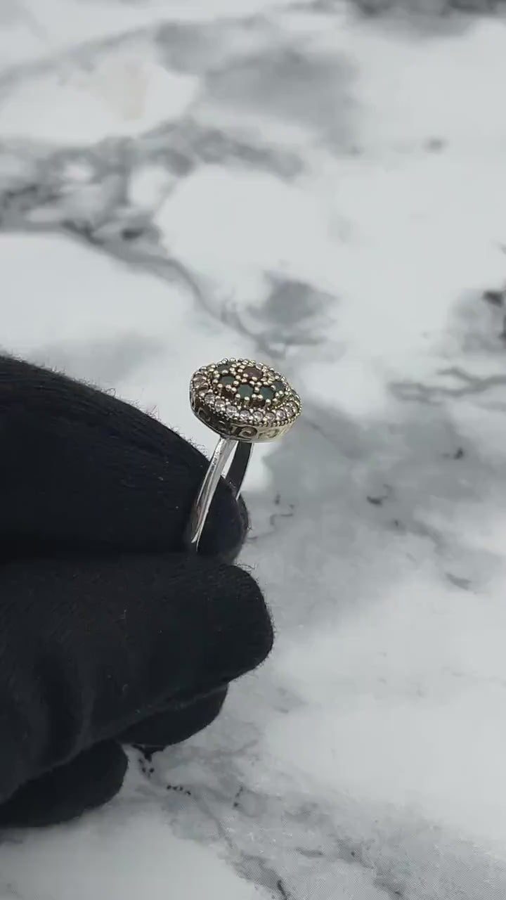 Istanbul smykker | Smaragd Ottoman Stil Håndlavet Sølvring