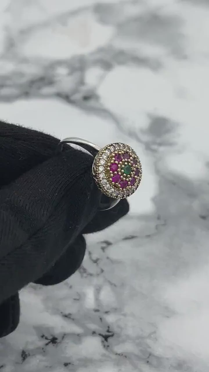 Istanbul smykker | Ruby og Emerald Tyrkisk Design Ottoman Håndlavet Sølvring