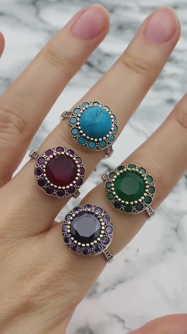 Bijoux d'Istanbul | Bague en argent fait main design turc en améthyste