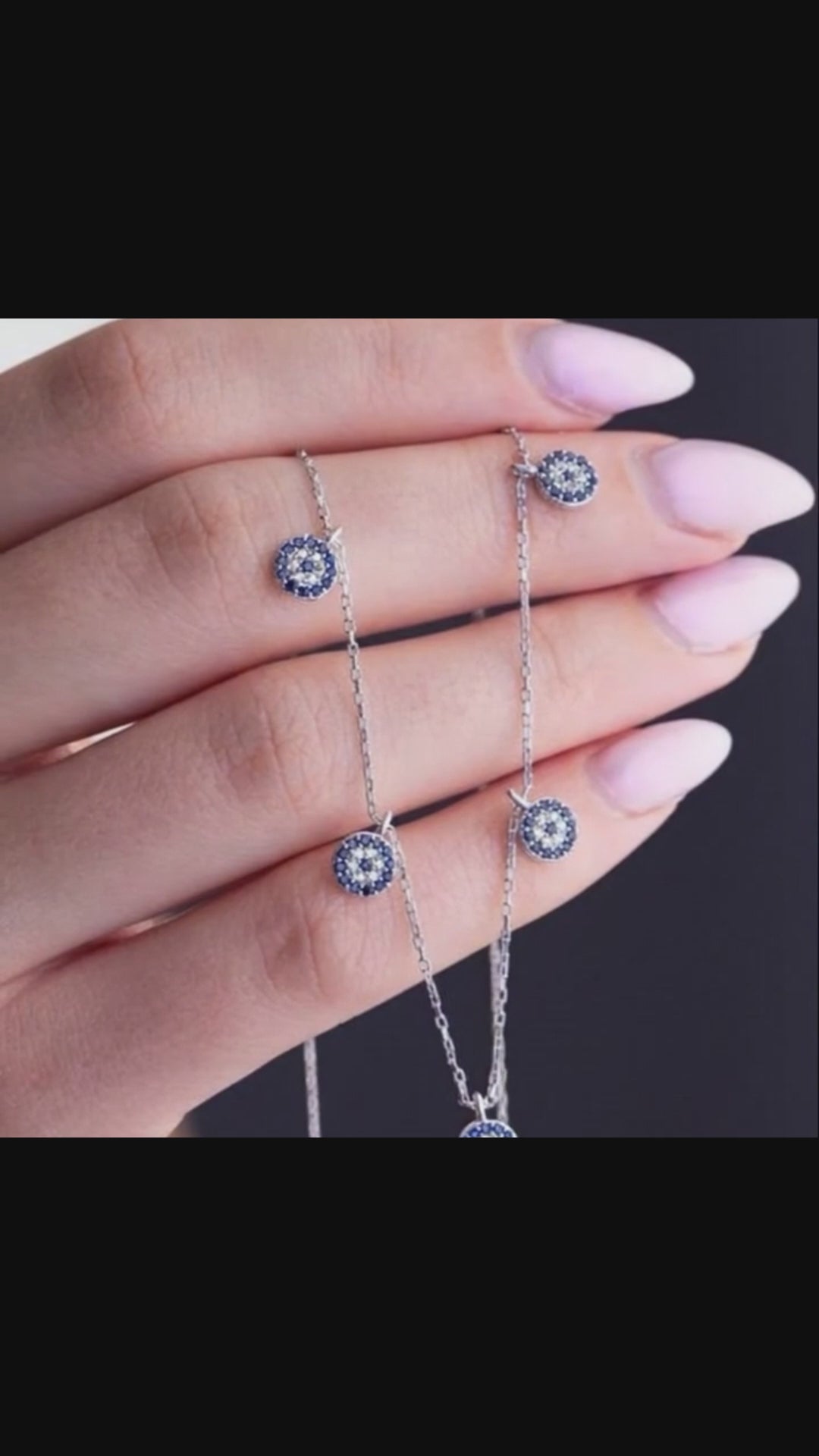 Collier porte-bonheur et protection contre le mauvais œil Nazar en argent sterling 925 plaqué rhodium avec zircon