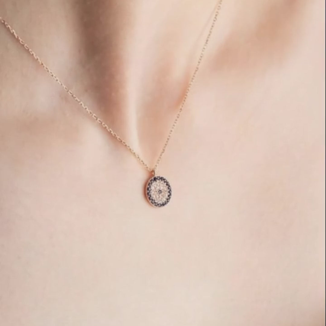 Collier minimaliste œil maléfique Nazar en argent sterling 925 plaqué or rose pour femmes | Bijoux élégants de protection et charme
