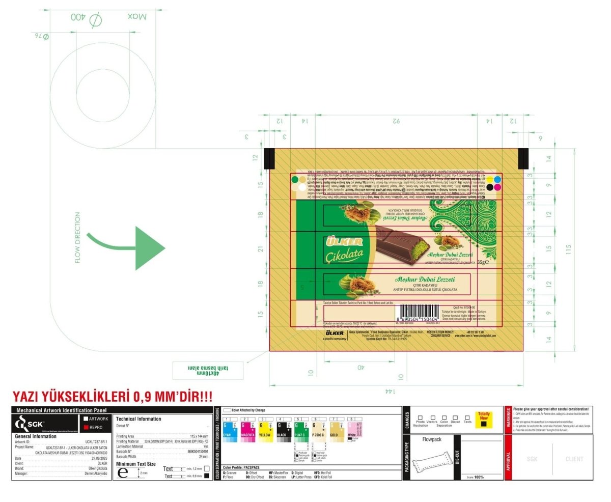 Ulker Dubai Chocolate with Antep Pistachio and Crispy Kataifi - 35g - TryAladdin
